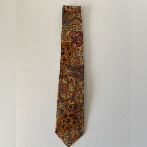 Vintage‎ Tango By Max Rabb 100% Cotton Paisley Patchwork Multi Color Men’s Tie - Picture 5 of 6